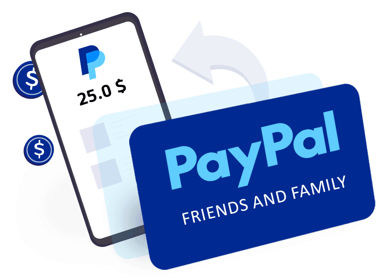 شارژ حساب پی پال Friends & Family، ارزان و بدون کارمزد